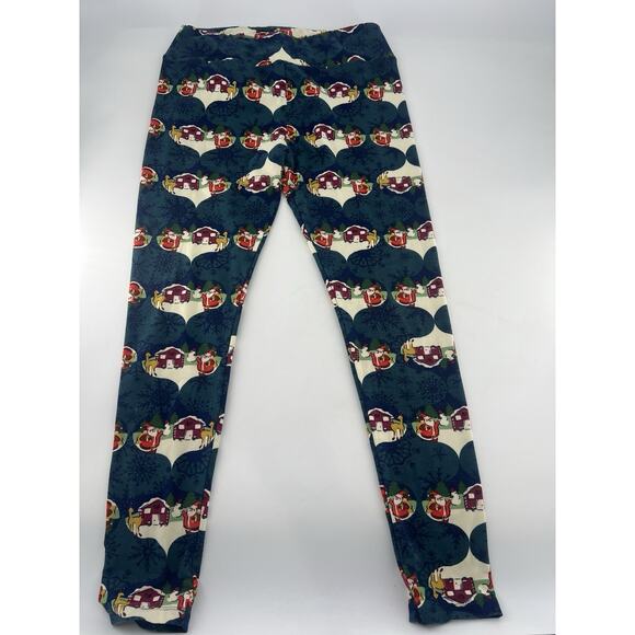 LuLaRoe Women’s Leggings Size TC Tall/Curvy XL Christmas Santa Claus Xmas Snow - Picture 1 of 8